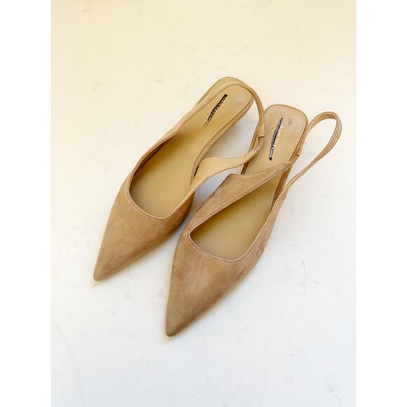 NWOB Ann Taylor Suede Slingback Kitten Heel Tan 6.5 - Picture 1 of 4